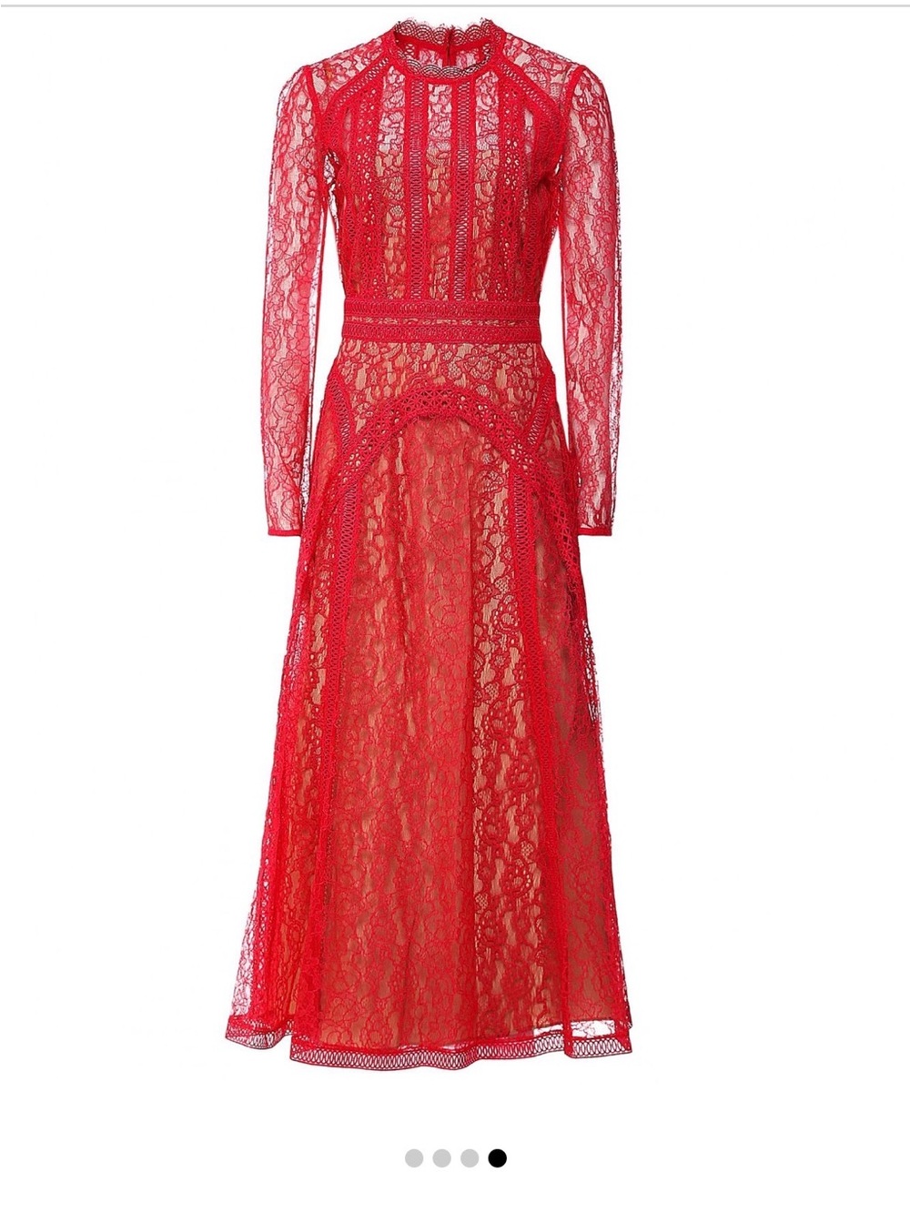 NWT - SELF-PORTRAIT Hot Pink Lace Panel Midi Dress